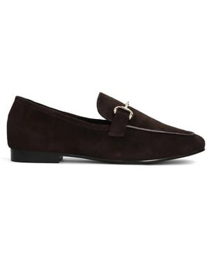 Bibi Lou Horsebit-Detail Suede Loafers - Black