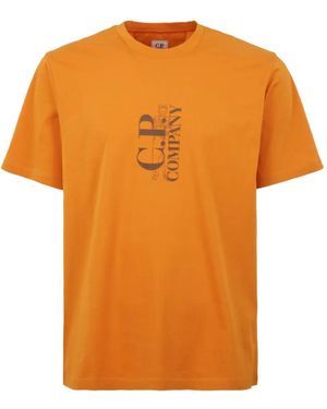 C.P. Company Logo-Print Jersey T-Shirt - Orange