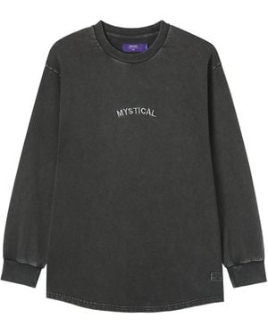 AFTERMATHS Embroidered Graphic Long-Sleeve Top - Black