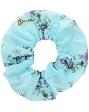 Ganni Floral-Print Scrunchie - Blue