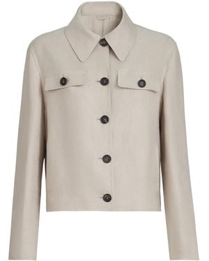 Brunello Cucinelli Linnen Jack Met Lange Mouwen - Naturel
