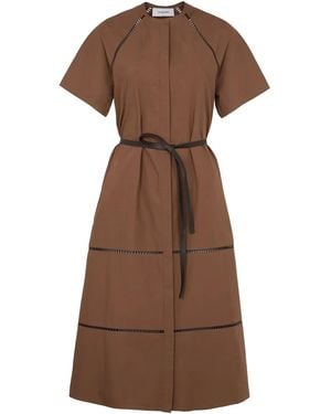 Yves Salomon Belted Midi Dress - Brown