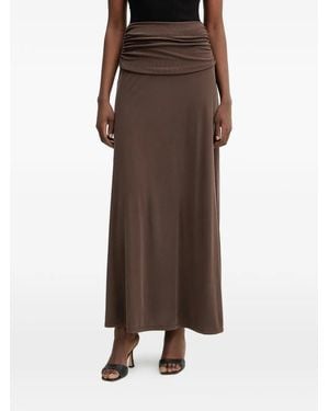 Guess Milena Gathered-Detail Midi Skirt - Brown
