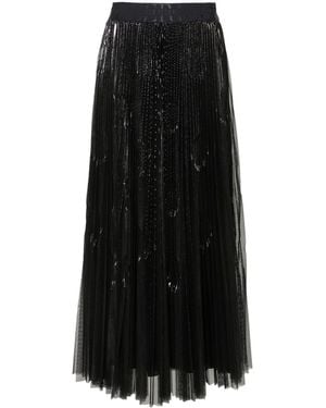 Peserico Laminated Pleated Maxi Skirt - Black