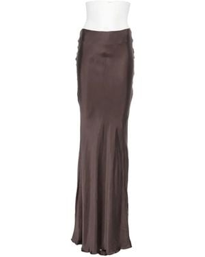 ANDAMANE Nemesia Ruched-Detail Satin-Finish Maxi Skirt - Brown