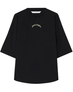 Palm Angels T-Shirt Curved Logo - Black