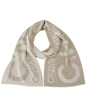 CoSTUME NATIONAL Logo-Print Merino-Wool Scarf - Metallic