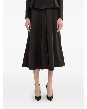 Nissa Button Detail Midi Skirt - Black