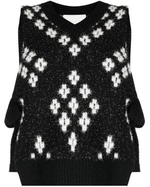 3.1 Phillip Lim Argyle-Check Knitted Vest - Black
