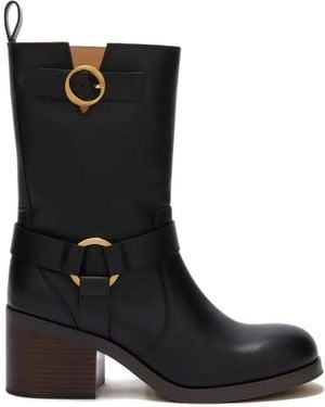 Odissi Hailey Harnessed Strap Leather Boots - Black