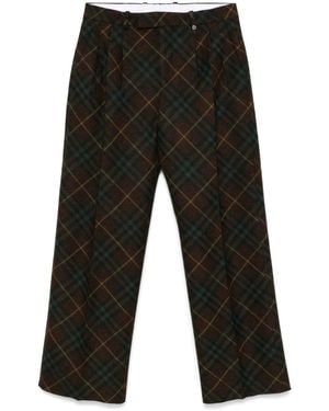 Burberry Checked Wool-Blend Trousers - Grey