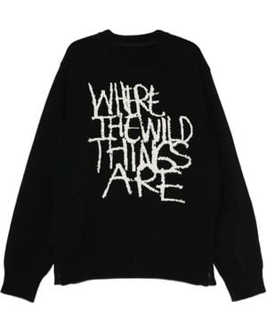 Sacai Text-Print Sweater - Black