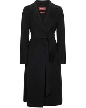 Max Mara Lapel-Collar Belted Coat - Black