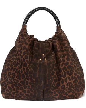 Jérôme Dreyfuss Mittelgroße Gordi Tote Bag mit Leoparden-Print - Braun