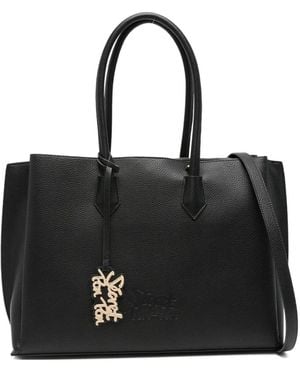 Secret Pon-pon Leather Shoulder Bag - Black