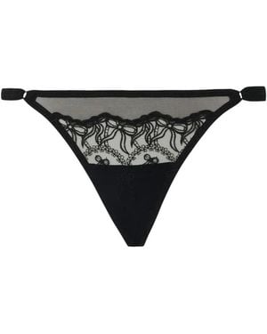 Twinset Embroidered Tulle Thong - Black