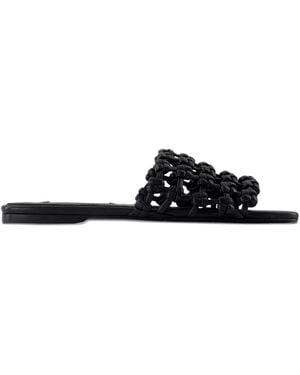TOTEME Braided Leather Bandeau Slide - Black