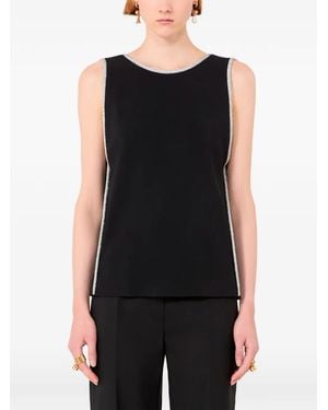 Sportmax Spxafa Crystal-Embellished Scoop-Back Top - Black
