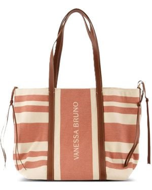 Vanessa Bruno Striped Leather-Trimmed Tote Bag - Pink