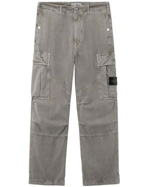 Stone Island Logo-Patch Cargo Trousers - Grey