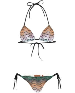 Missoni Greek-Motif Lamé Bikini - White