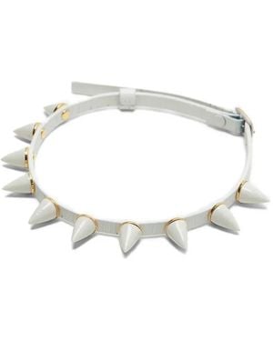 Andres Gallardo Collier Ras-Du-Cou Mini Spike En Cuir - Blanc