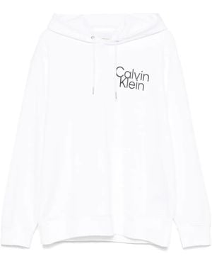 Calvin Klein Hoodie À Logo Imprimé - Blanc
