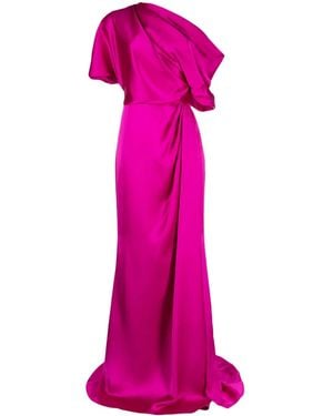 Amsale Off-Shoulder Draped-Detail Gown - Pink
