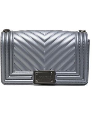 Marc Ellis Bolso De Hombro Flat 27 Pequeño Con Acolchado Chevron Y Placa Del Logo - Gris