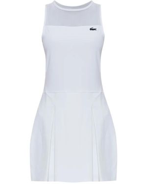 Lacoste Pleated Mesh-Panel Dress - White