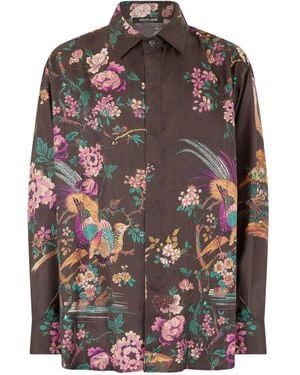 Roberto Cavalli Floral-Print Shirt - Grey