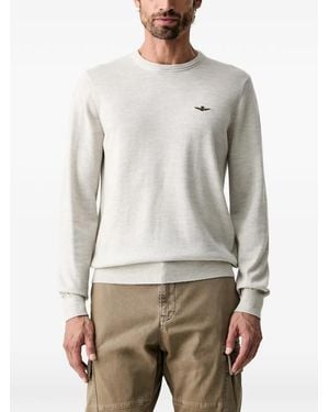 Aeronautica Militare Haut En Maille Fine À Logo Brodé - Grey