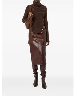 Sportmax Leather Panelled Midi Skirt - Brown