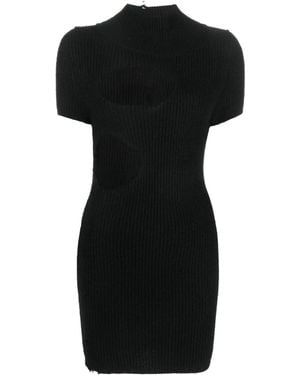 MM6 by Maison Margiela Cut-Out Ribbed Minidress - Black