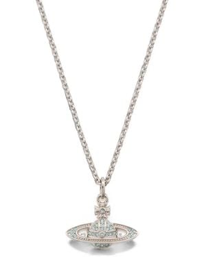 Vivienne Westwood Mini Bas Relief Pendant Crystal-Embellished Necklace - White