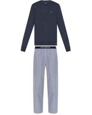 Emporio Armani チェック パジャマ - ブルー