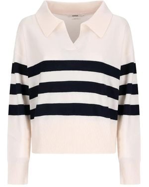 Not Shy Irina Striped Polo-Collar Sweater - Black