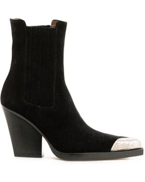 Paris Texas Dallas Metal-Toe-Cap Suede Ankle Boots - Black