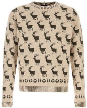 Moncler Pull En Maille Intarsia À Broderies - White