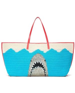 STAUD Sequin-Embellished Crochet Tote Bag - Blue