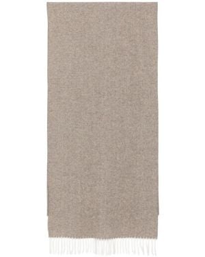 Fileria Herringbone-Pattern Fringed Scarf - Grey