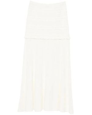 Sandro Pointelle-Knit Ruffled Midi Skirt - White