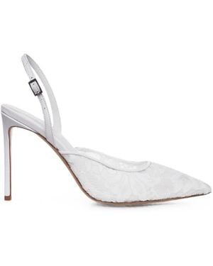 Ginissima Ines Floral-Lace Slingback Pumps - White