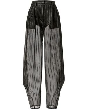 Genny Transparente Hose Mit Nadelstreifen - Schwarz
