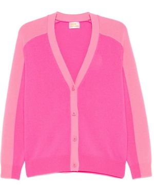 From Future Cardigan Bicolore À Col V - Pink