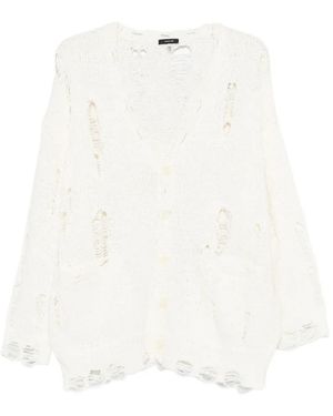 R13 Distressed Oversized Cardigan - White