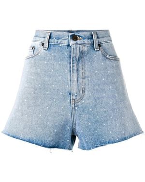 Saint Laurent Gepunktete Jeans-Shorts - Blau