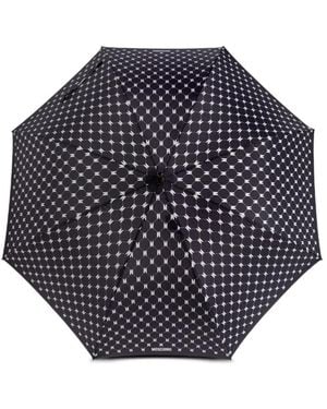Moschino Monogram-Print Curved-Handle Umbrella - Blue
