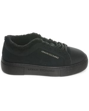 ARMANI EXCHANGE Logo-Print Low-Top Sneakers - Black