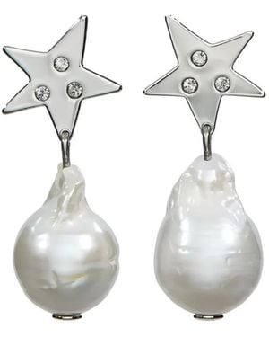 Tory Burch Star-Pearl Earrings - White